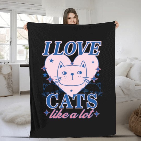 I LOVE CAT, CAT LOVERS Fleece Blankets