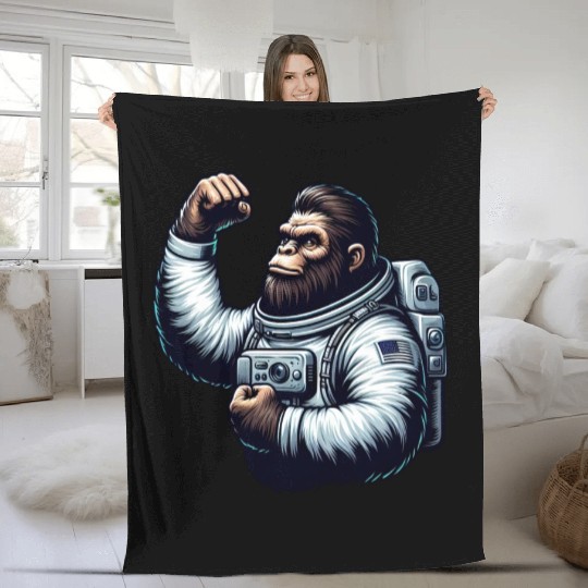 Astronaut Monkey Chimpanzee Gorilla Fleece Blankets