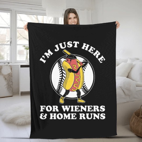 Baseball Design for Women Men Wieners Home Runs Fleece Blankets
