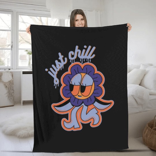 Retro Just Chill Flower Child Fleece Blankets