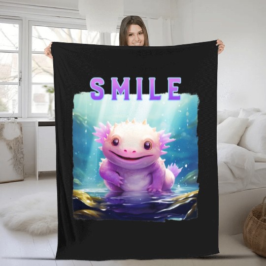 Colorful Smiling Lizard Underwater Fleece Blankets