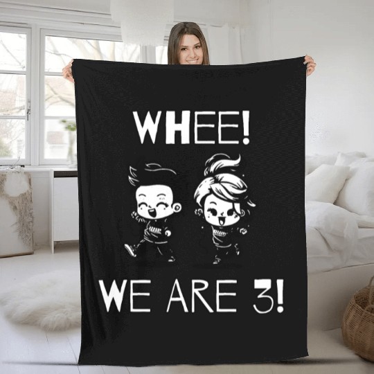 "Whee!! We Are 3!" Toddler Twins Birthday Fleece Blankets