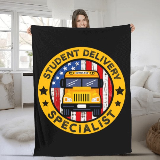 School Bus Driver American Flag School Bus Driver Fleece Blankets