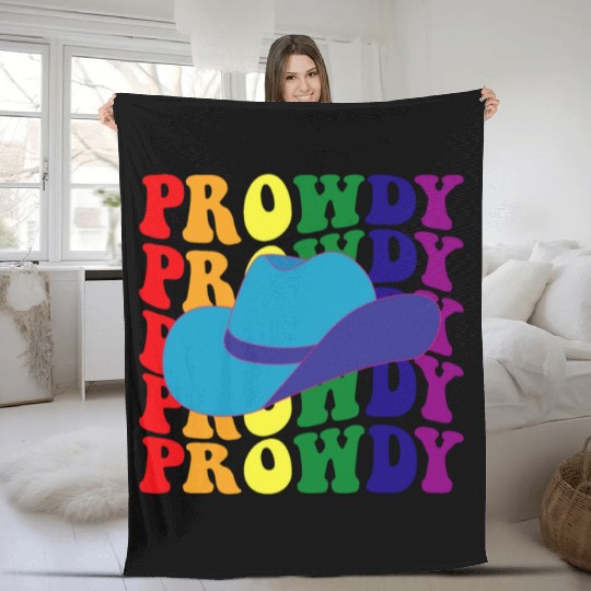 Prowdy Gay Lesbian Howdy Cowboy LGBTQ Pride Groovy Fleece Blankets