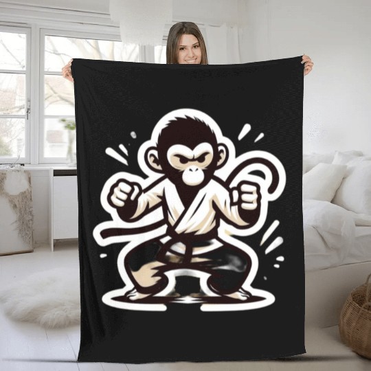 Kungfu Monkey I Fleece Blankets