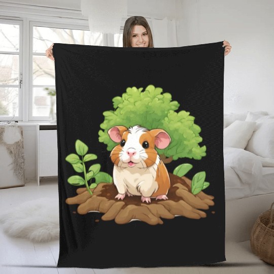 Earth Day Guinea Pig: Vibrant Eco-Friendly Design Fleece Blankets