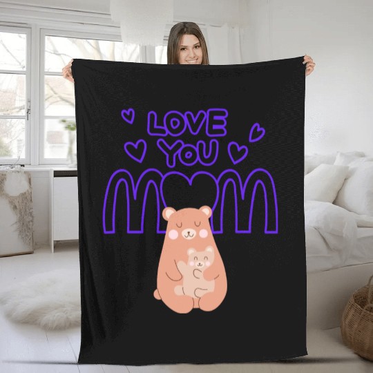 Peach Cute Mom And Baby Bear Mother s Day Card 2 Fleece Blankets