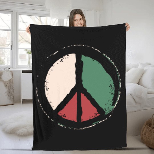 Free Palestine - Peace Symbol Fleece Blankets