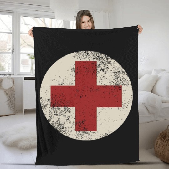 WW2 Combat Medic Symbol Fleece Blankets