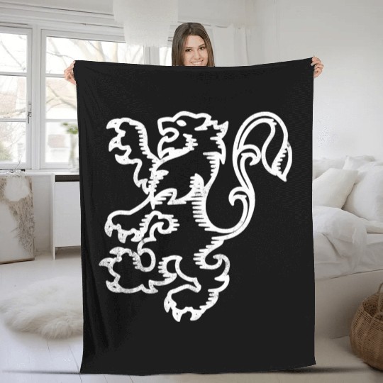 Dutch Lion Orange Fleece Blankets