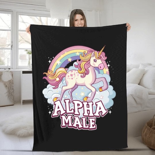 Alpha Male Unicorn Fleece Blankets