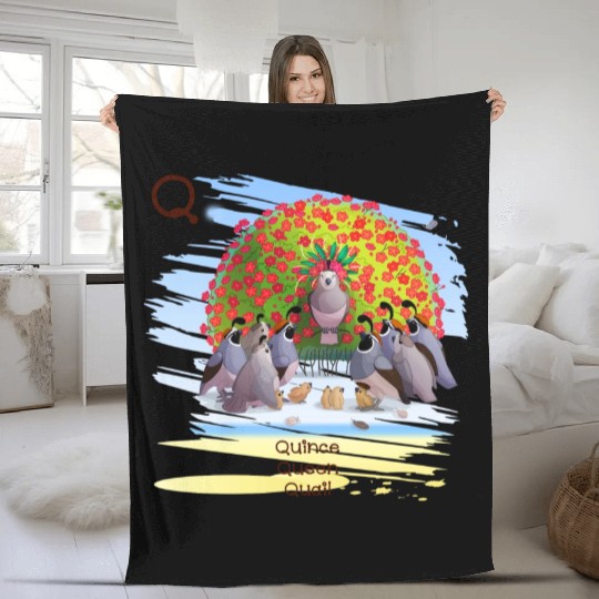 Unique Creative Cute Q Alphabet Quince Queen Quail Fleece Blankets