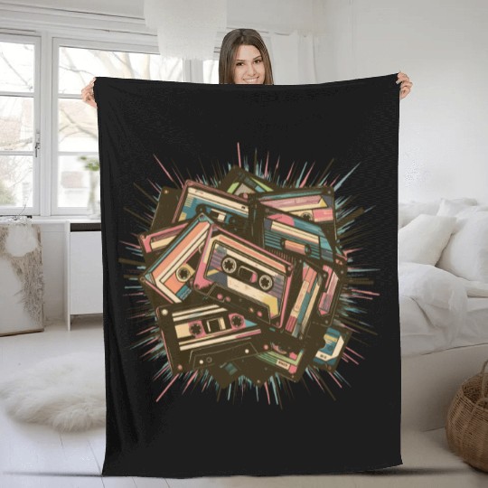 80s Retro Cassette Classic Cassette Tape for a Fleece Blankets