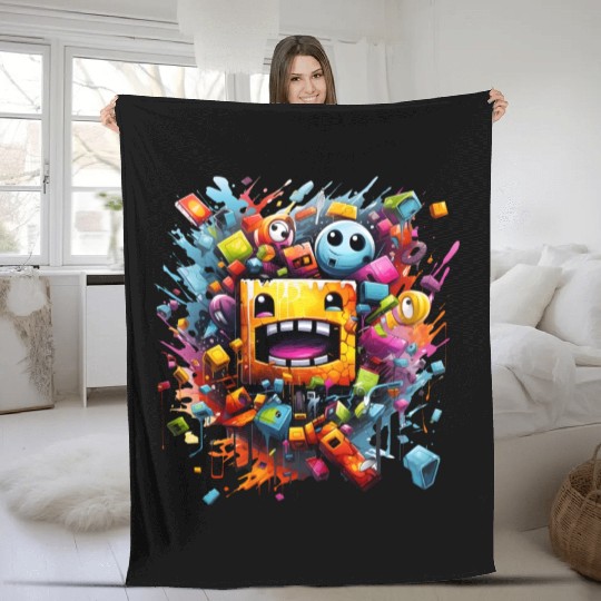 geometry dash Fleece Blankets