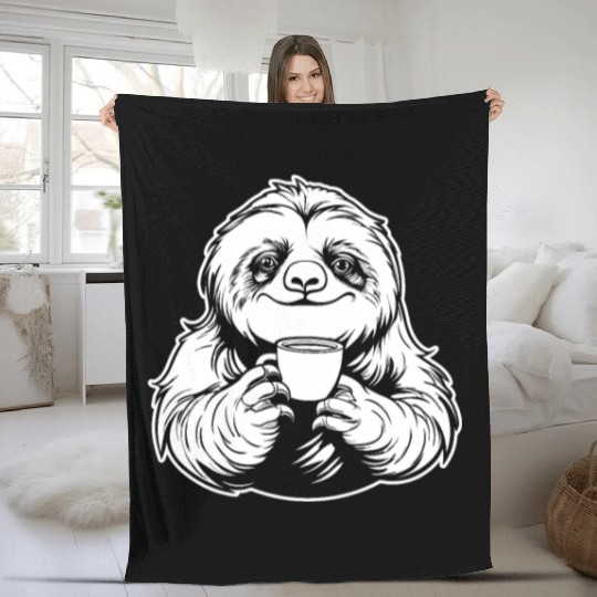 Sloth Coffee Fleece Blankets