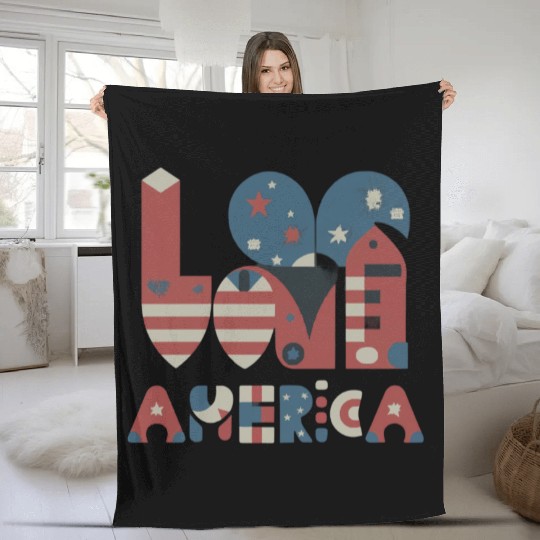 I Love America Fleece Blankets