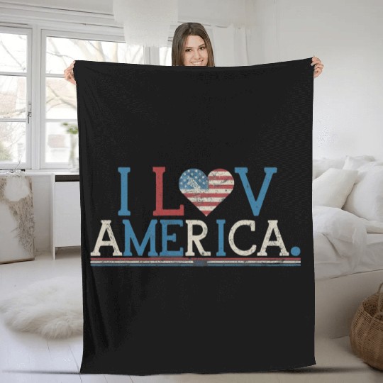 I Love America Fleece Blankets