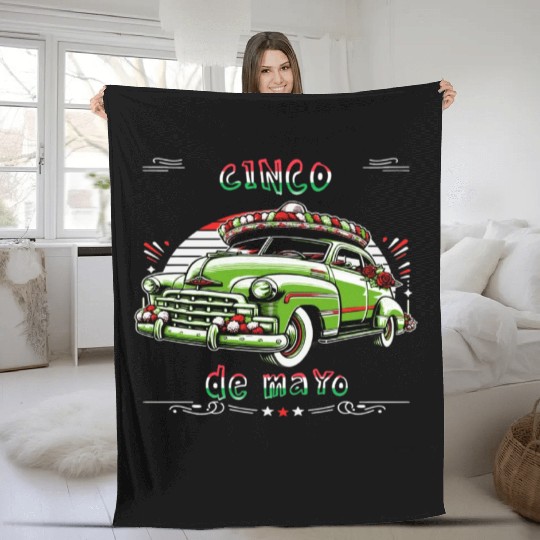 Cinco de mayo ,independence day, mexico,green car, Fleece Blankets