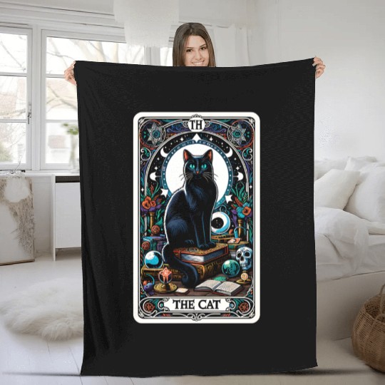 Tarot Card The Cat Fleece Blankets