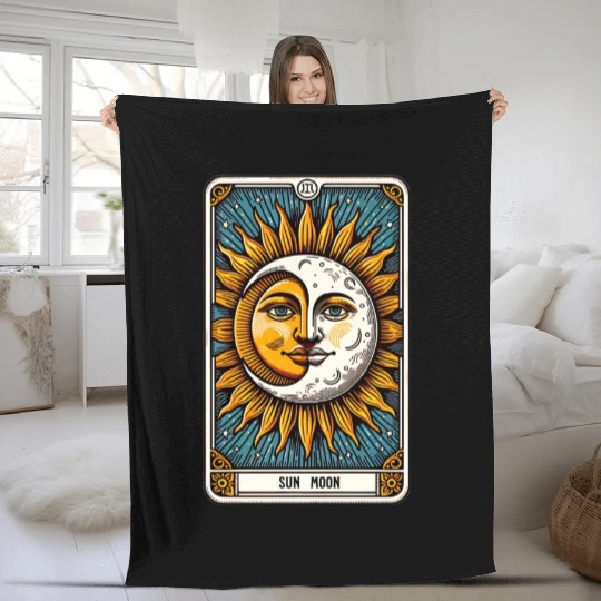 Tarot Card Sun Moon Fleece Blankets
