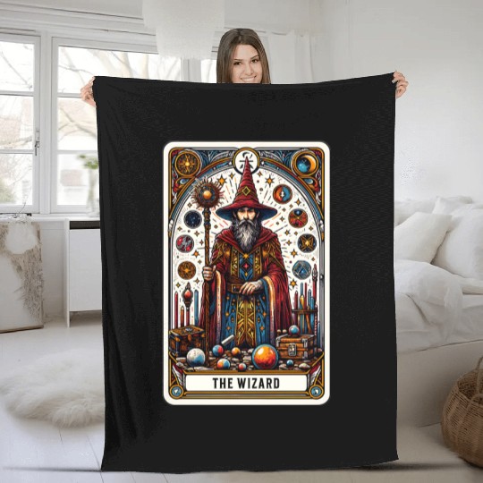 Tarot Card The Wizard Fleece Blankets