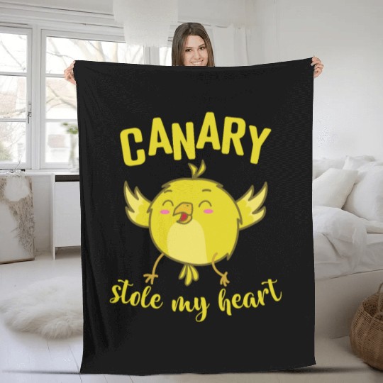 Canary Stole my Heart Yellow cute Bird Fleece Blankets