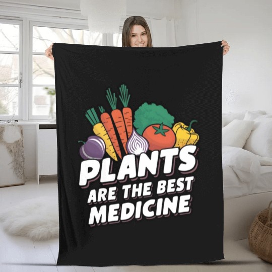 Plants Are The Best Medicine Groovy Vegan Veganism Fleece Blankets