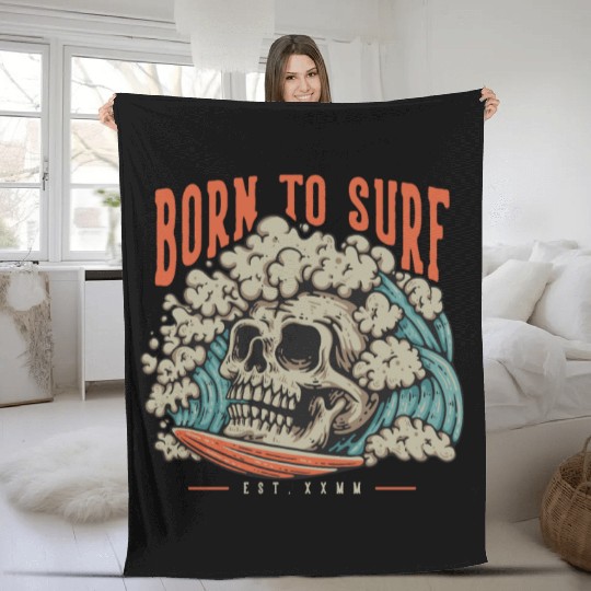 Born to Surf Fleece Blankets