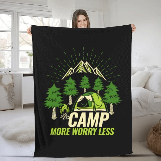 Camping Camp more Worry less Fleece Blankets