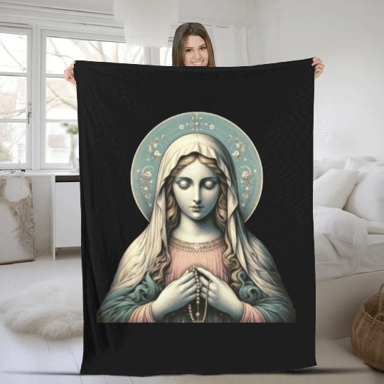 Serene Madonna ic Image Fleece Blankets