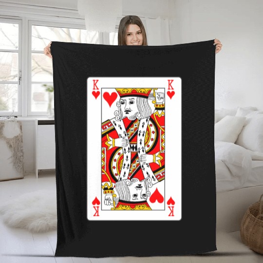King of Hearts Playing Card Fleece Blankets