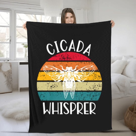 Cicada Whisprer, Retro Sunset Summertime 80's 90's Fleece Blankets