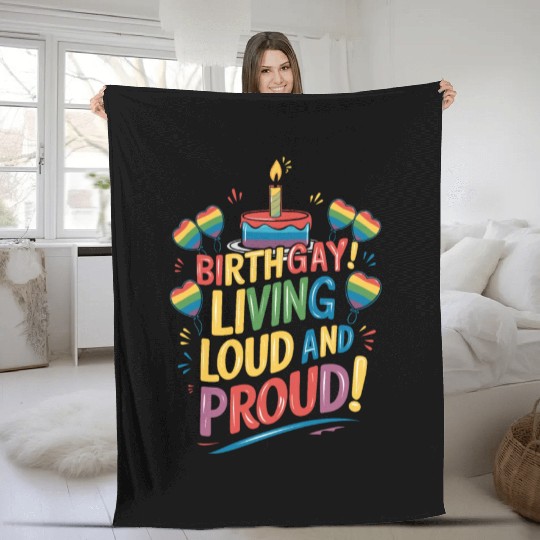 Birthgay Gay Pride Flag Pride Month Equal Rights Fleece Blankets