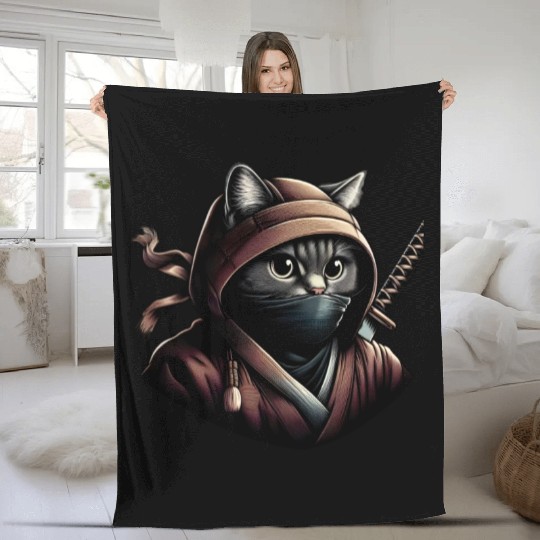 Shadow Paws: The Silent Whiskers of the Ninja Cat Fleece Blankets