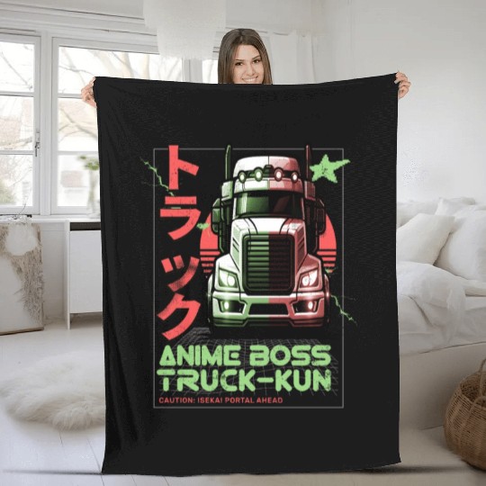 Anime Boss Truck-Kun Isekai Manga Otaku Funny ja Fleece Blankets