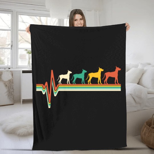 Great dane retro heartbeat Fleece Blankets