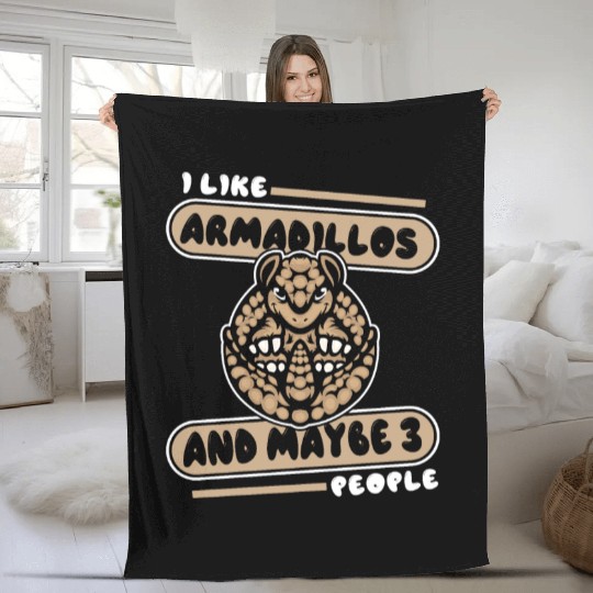 I Like Armadillos And Maybe 3 People Pink Fairy Fleece Blankets
