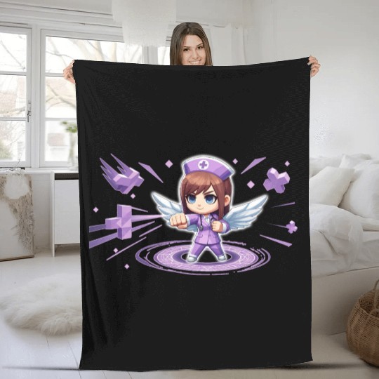 Chibi Nurse Angel Fleece Blankets