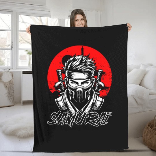 Samurai Warrior Fleece Blankets
