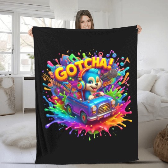 Stellar Cadence: Symphony of Neon Hues - GoTCha! Fleece Blankets
