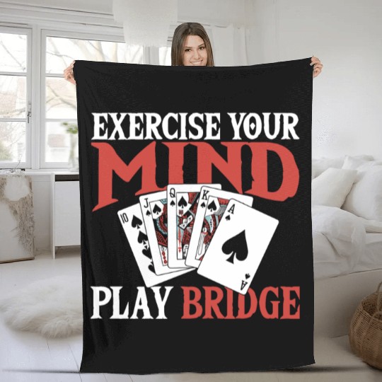 Exercise Your Mind Play Bridge Fleece Blankets