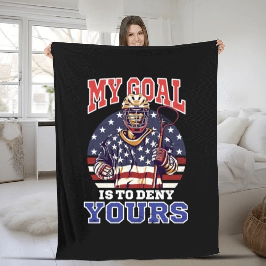 4th Of July Lacrosse My Goal Deny Yours Fleece Blankets
