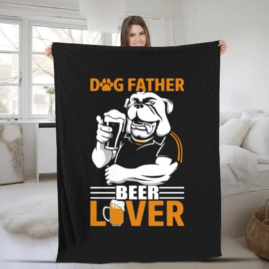 Dog father beer lover Fleece Blankets