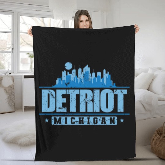 Detroit Michigan City in the USA Fleece Blankets