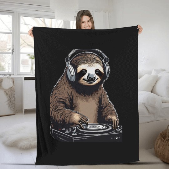 Sloth DJ Fleece Blankets