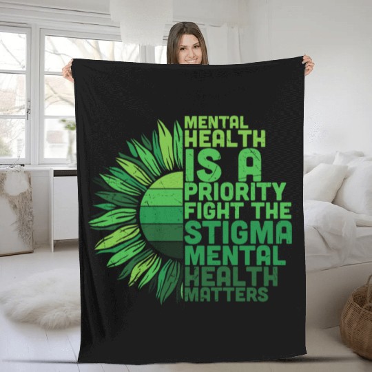 Mental Health Sunflower Fleece Blankets