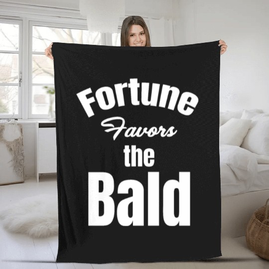 Fortune Favors The Bald Bearded Hairstylist Fleece Blankets