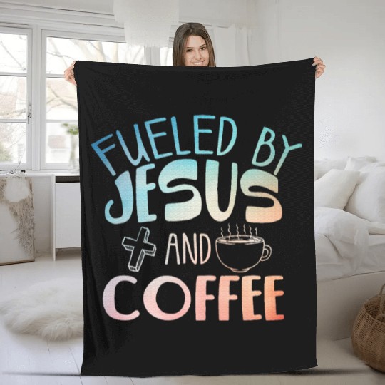 Cool Coffee Jesus Art Christian Coffee Lover Fleece Blankets