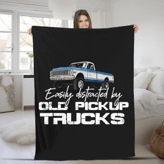Easily Distracted By Old Pickup Trucks Fleece Blankets