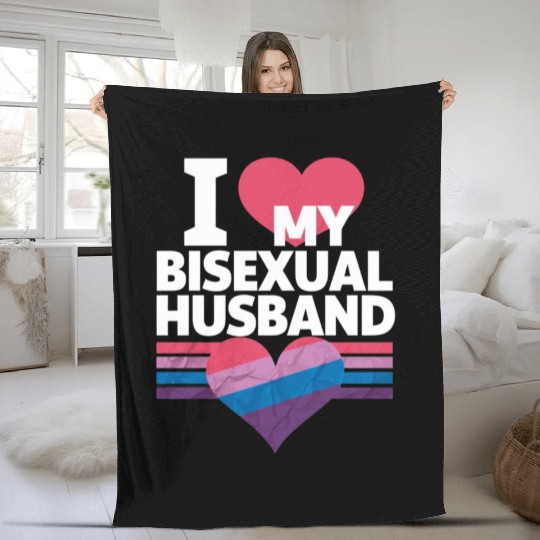 I Love My Bisexual Husband Bi Pride Bisexual Flag Fleece Blankets